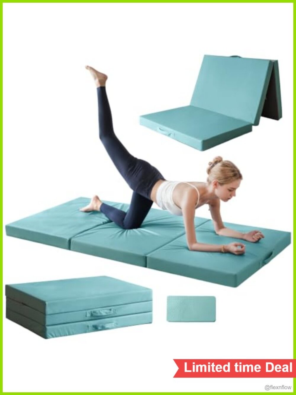 Tri-Folding Yoga Mat Foldable Exercise Mat Cushioned Pilates Mat for Home Gym